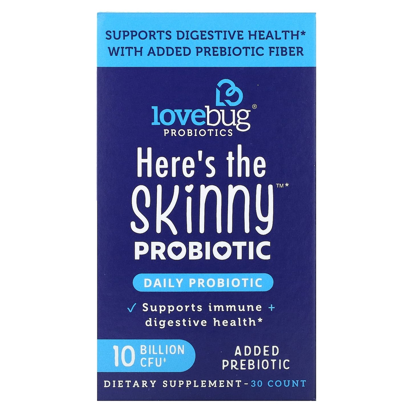 LoveBug Probiotics, Here's The Skinny Probiotic, 10 Billion CFU, 30 Count - Image 1