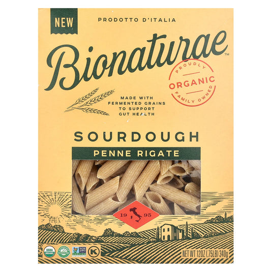 Authentic Italian Sourdough Penne Rigate Pasta, USDA Organic, Non GMO - Image 1