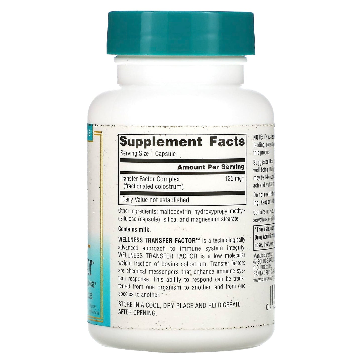 Source Naturals, Wellness Transfer Factor, 125 mg, 60 Vegetarian Capsules - Image 2