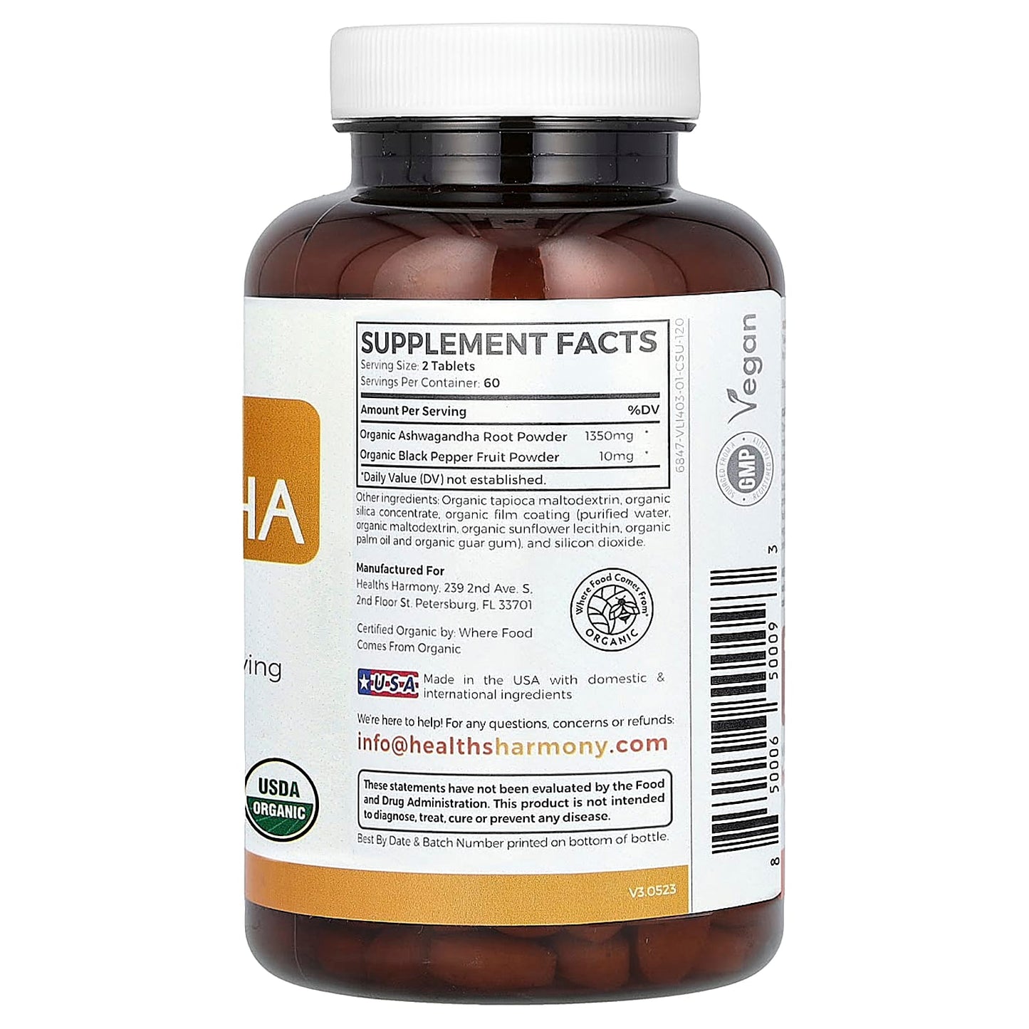 Organic Ashwagandha 120 Tablets for Stress Relief & Energy Boost - Image 2