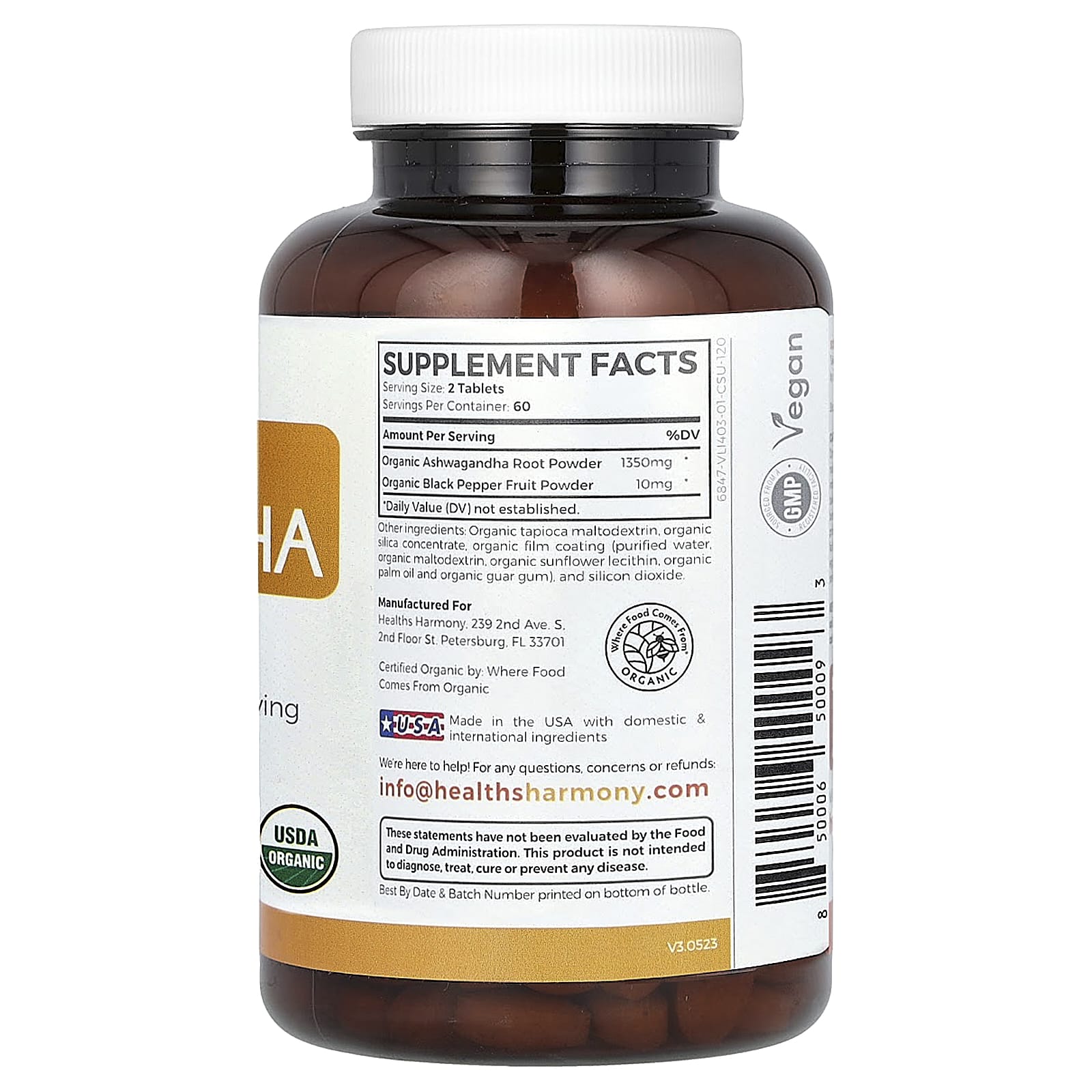 Organic Ashwagandha 120 Tablets for Stress Relief & Energy Boost - Image 2