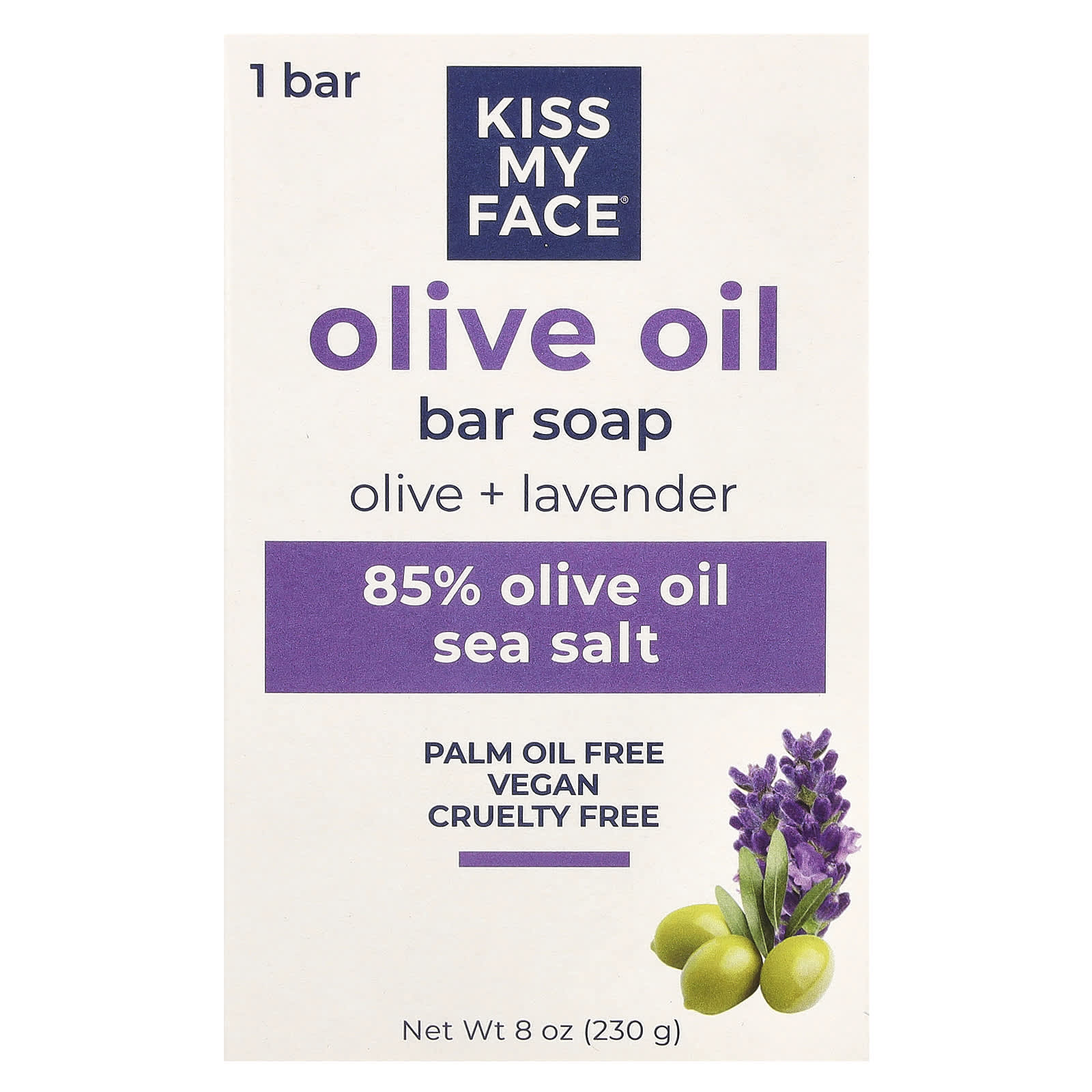 Kiss My Face, Olive Oil Bar Soap, Olive & Lavender, 8 oz (230 g) - Image 1