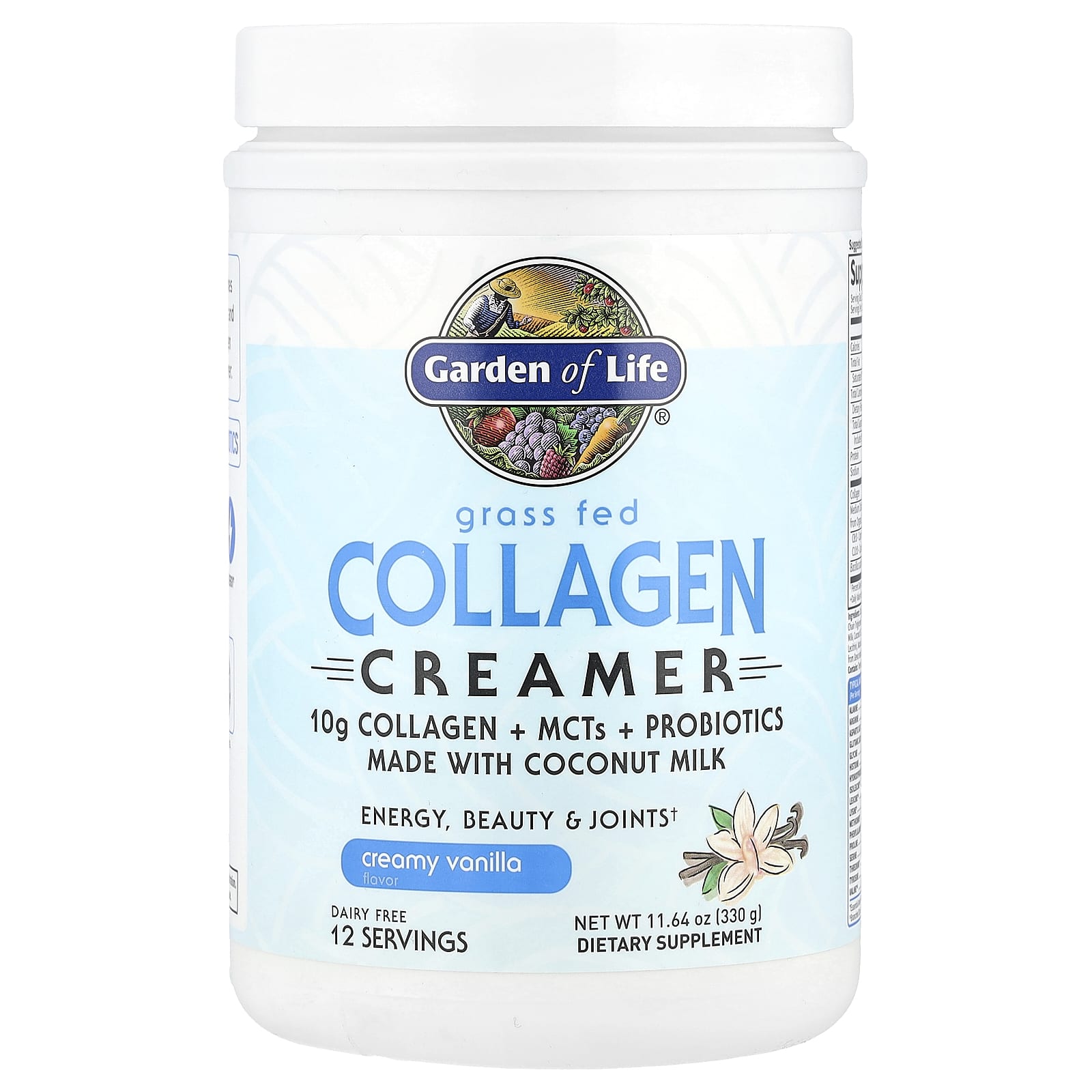 Garden of Life, Grass Fed Collagen Creamer, Creamy Vanilla, 11.64 oz (330 g)