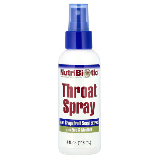 NutriBiotic, Throat Spray with Grapefruit Seed Extract plus Zinc & Menthol, 4 fl oz (118 ml) - Image 1