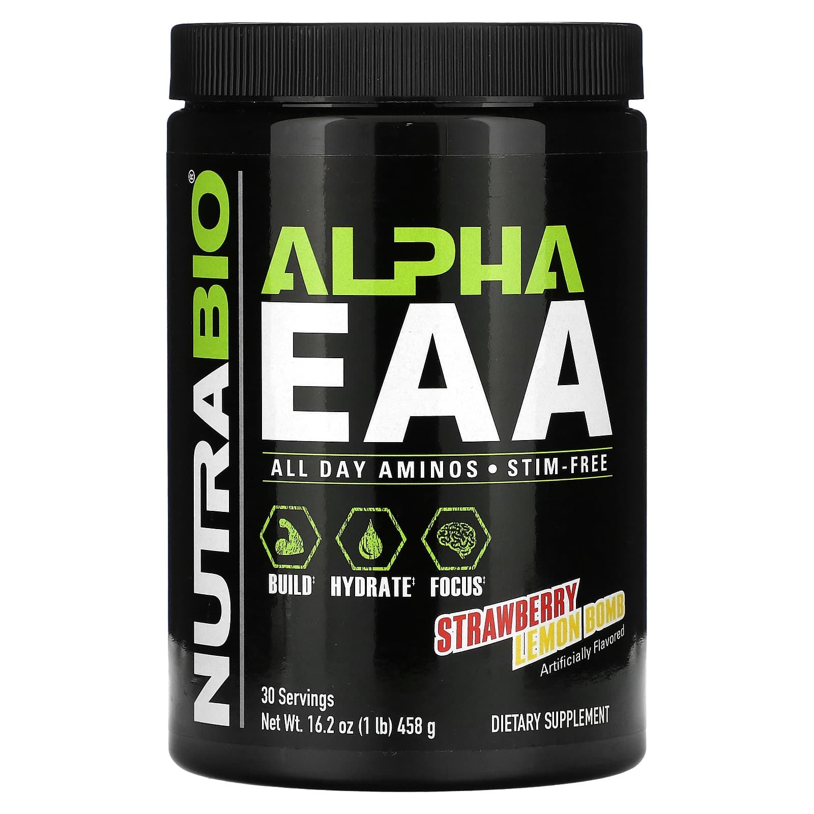 NutraBio, Alpha EAA, Strawberry Lemon Bomb, 1 lb (458 g) - Image 1