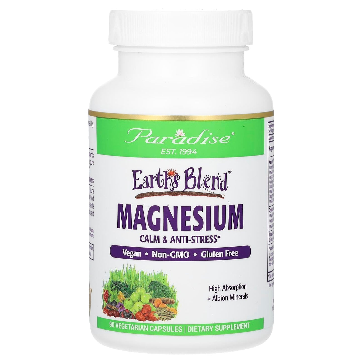 Paradise Herbs, Earth's Blend, Magnesium, 90 Vegetarian Capsules - Image 1