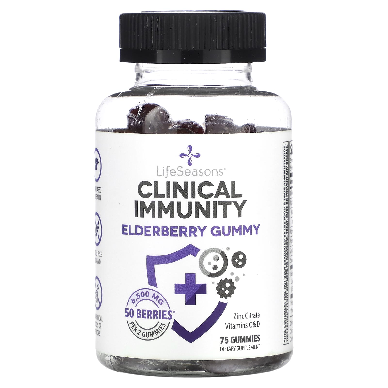LifeSeasons, Clinical Immunity, Elderberry Gummy, 75 Gummies - Image 1