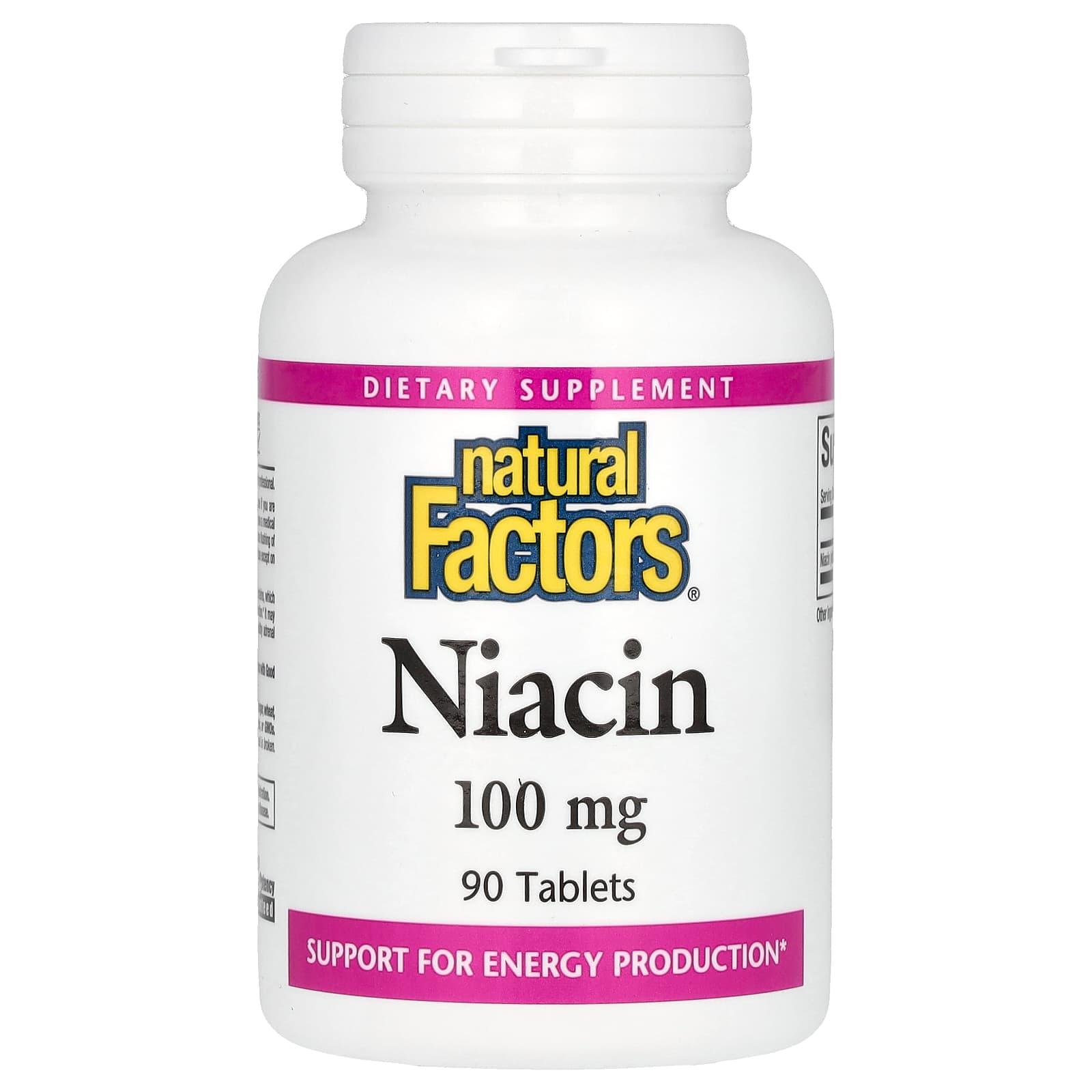 Natural Factors, Niacin, 100 mg, 90 Tablets - Image 1