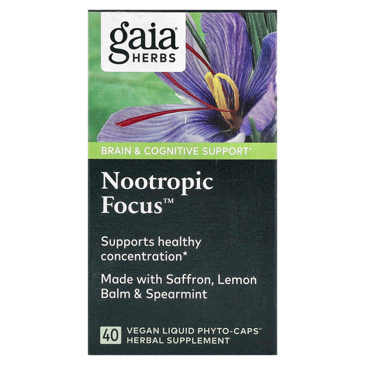 Unlock Focused Mindset with Gaia Herbs Nootropic Focus, 40 Vegan Capsules - Image 1
