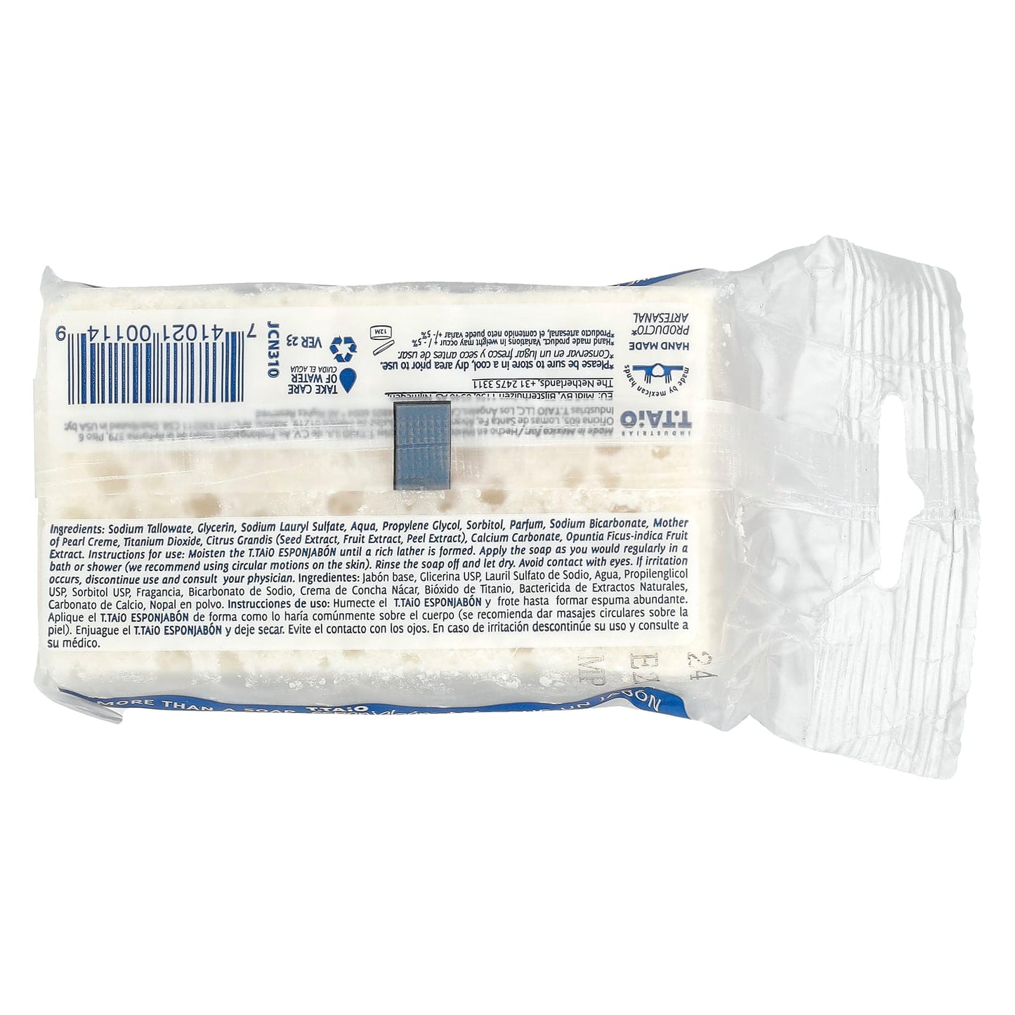 T. Taio, Soap Bar With Sponge Inside, Original Mother Of Pearl, 4.2 oz (120 g) - Image 2