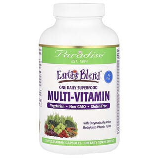 Paradise Herbs Earth's Blend Superfood Multi-Vitamin, No Iron, 120 Capsules