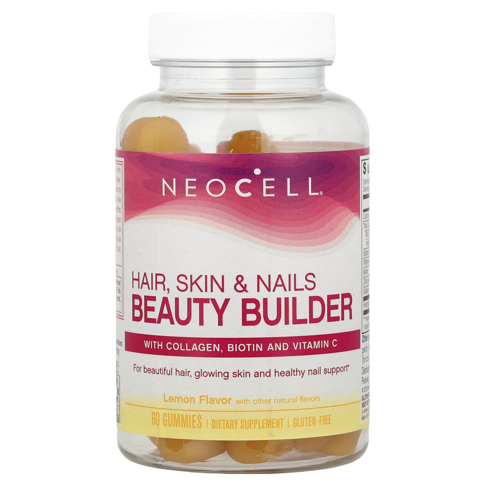 NeoCell, Hair, Skin & Nails Beauty Builder Gummies, Lemon, 60 Gummies - Image 1
