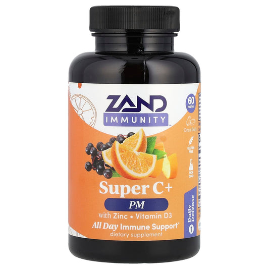 Zand, Immunity, Super C+ PM, With Zinc/Vitamin D3, 60 Tablets - Image 1