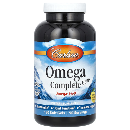 Carlson Omega Complete Gems - 180 Soft Gels for Heart, Joint & Immune Support - Image 1