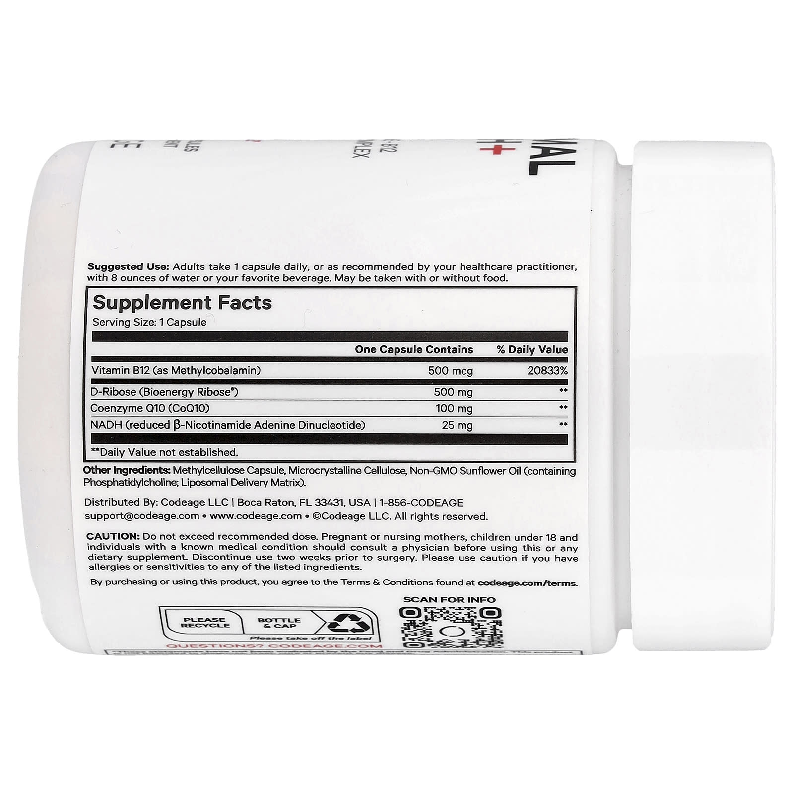 Boost Energy with Codeage Liposomal NADH+, 60 Veg Capsules - Image 2