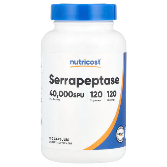Nutricost, Serrapeptase, 20 mg (40,000 SPU), 120 Capsules - Image 1