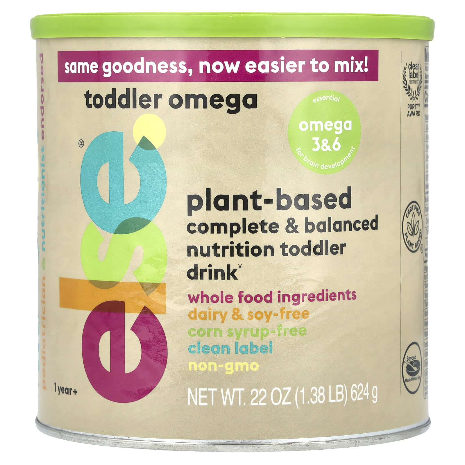Else Plant-Based Toddler Nutrition, 1 Year+, Omega 3 & 6, 22 oz (624 g) - Image 1