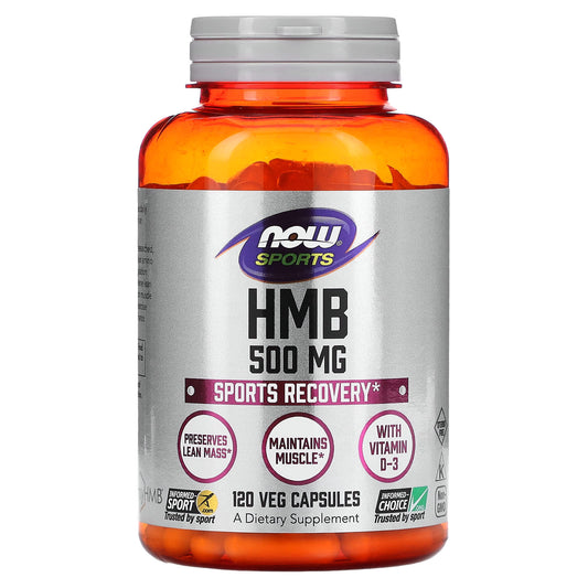 NOW Foods, Sports, HMB, 500 mg, 120 Veg Capsules - Image 1