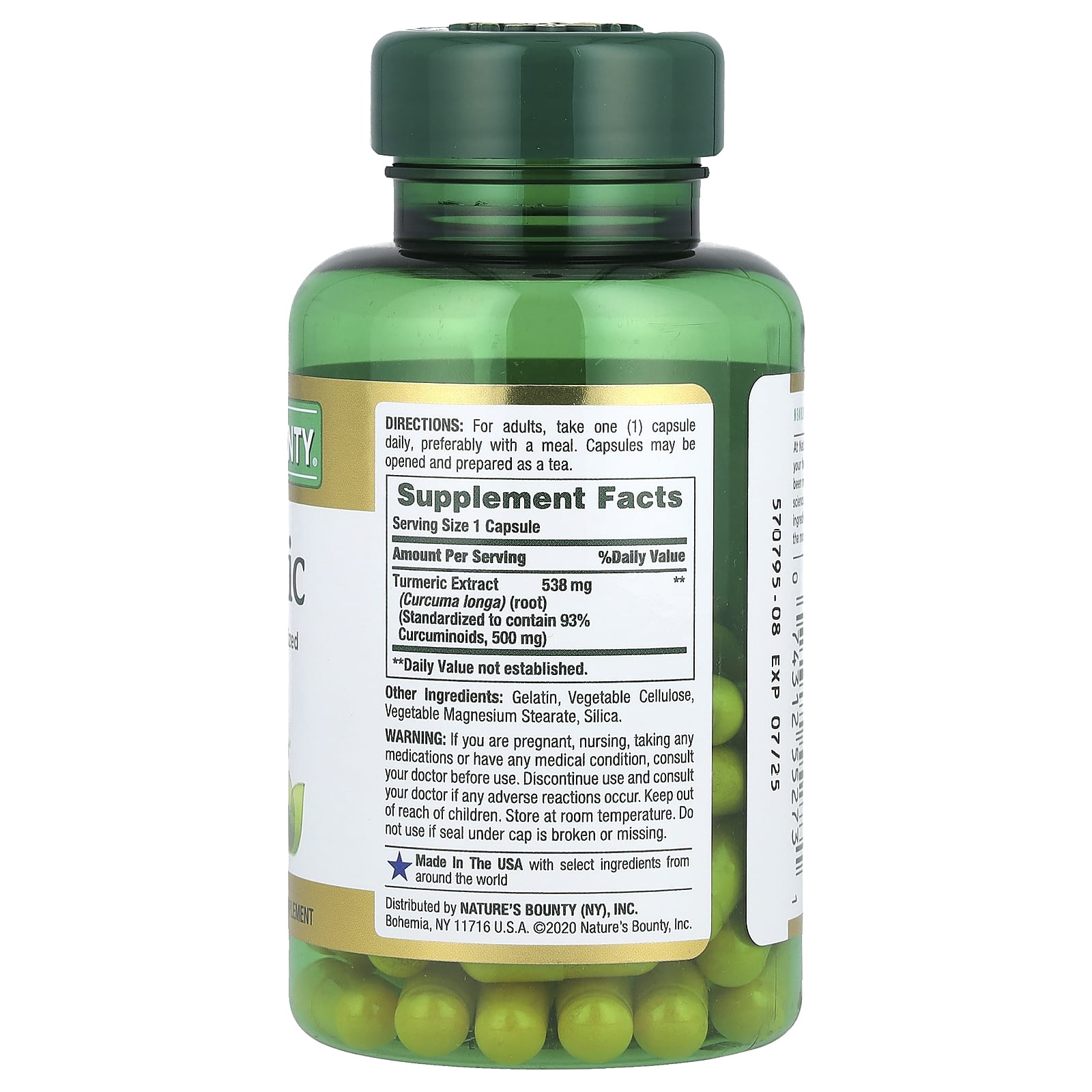 Nature's Bounty, Turmeric, Standardized Extract, 538 mg, 45 Capsules - Image 2