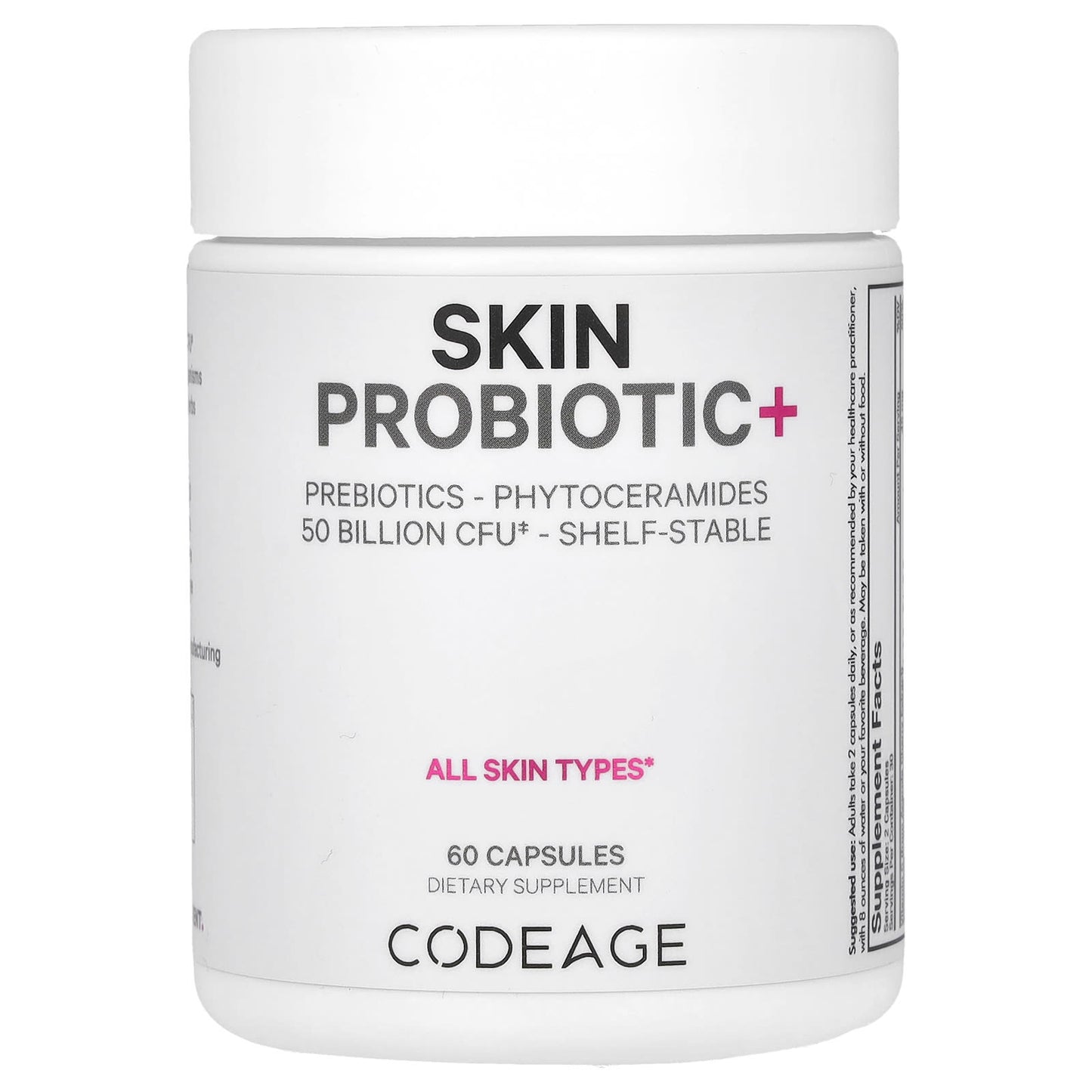 Codeage Skin Probiotic+ Supplement for Glowing Skin, 50 Billion CFU, 60 Capsules - Image 1