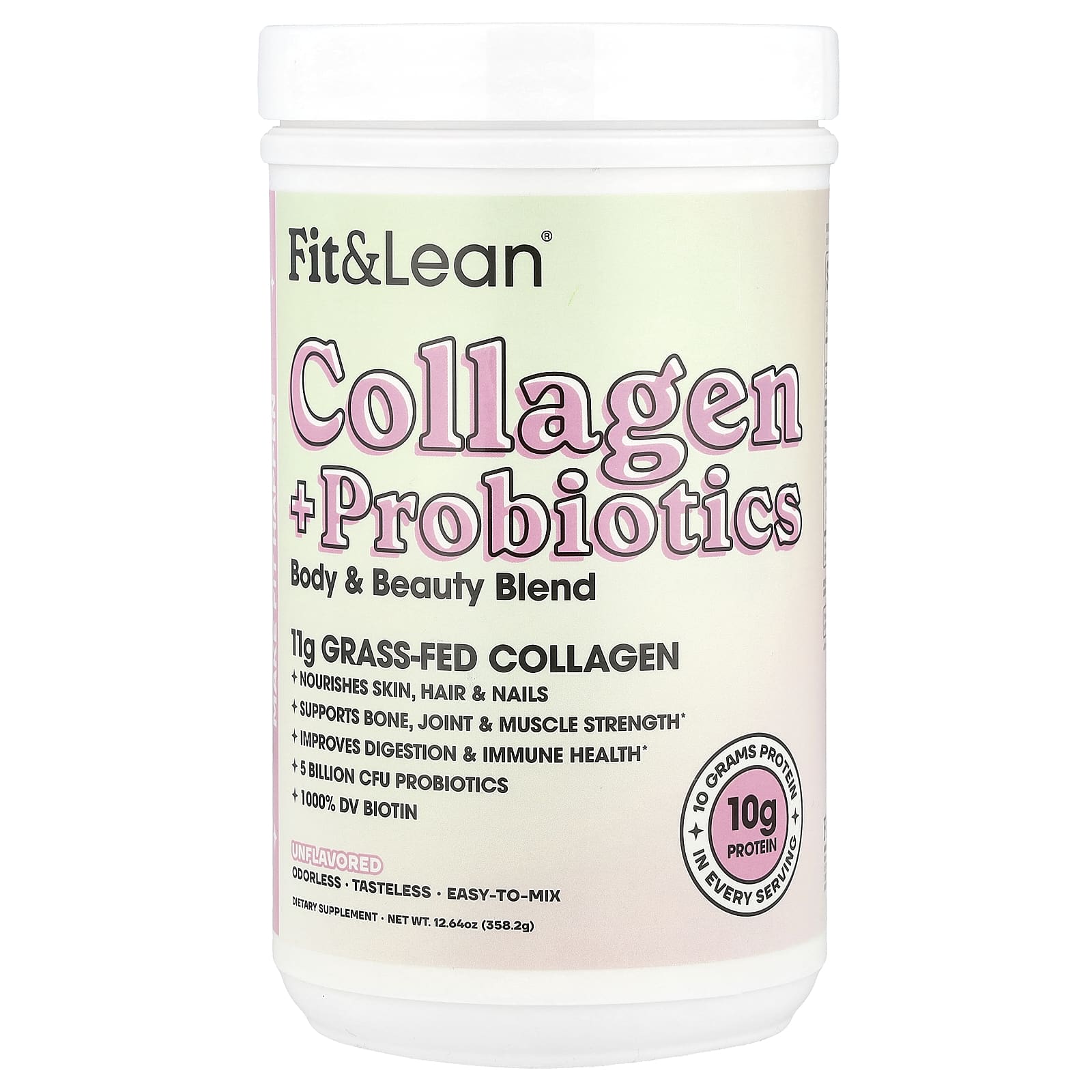 Collagen + Probiotics Supplement for Skin, Hair, & Bone Health | Fit & Lean - Image 1
