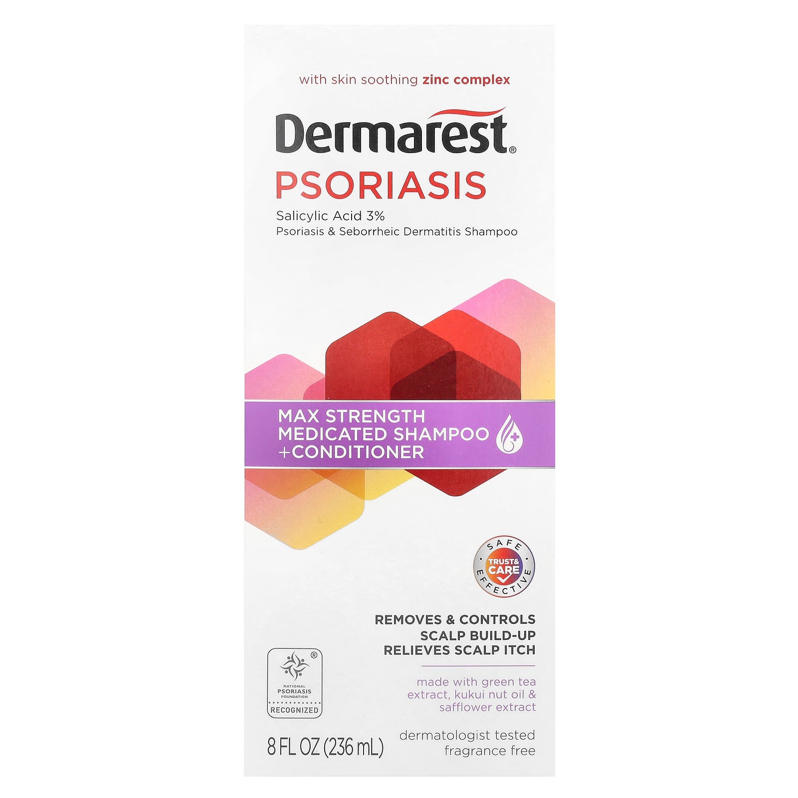 Dermarest Psoriasis Medicated Shampoo + Conditioner, Fragrance Free, 8 fl oz - Image 2