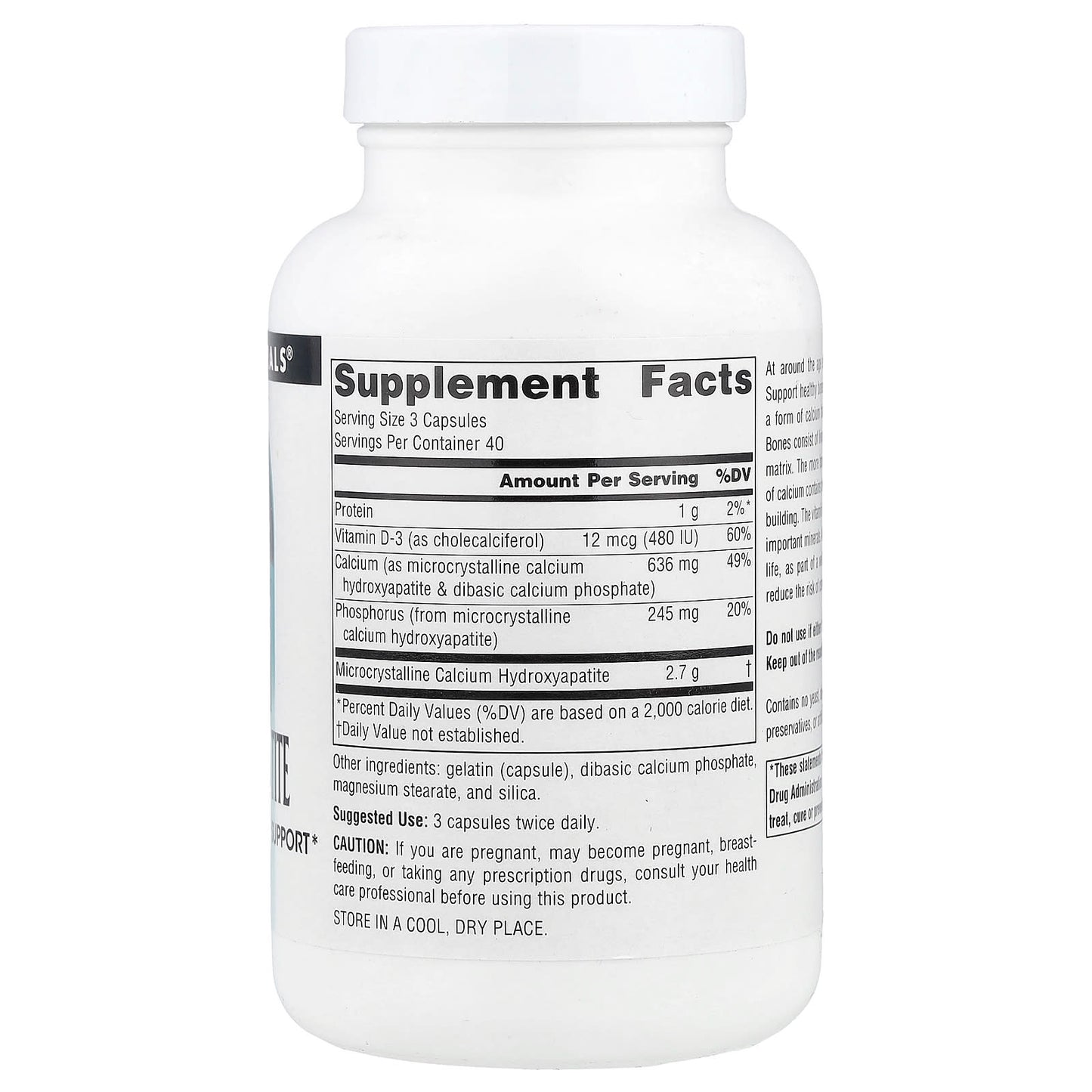 Source Naturals, Calcium Hydroxyapatite, 120 Capsules - Image 2