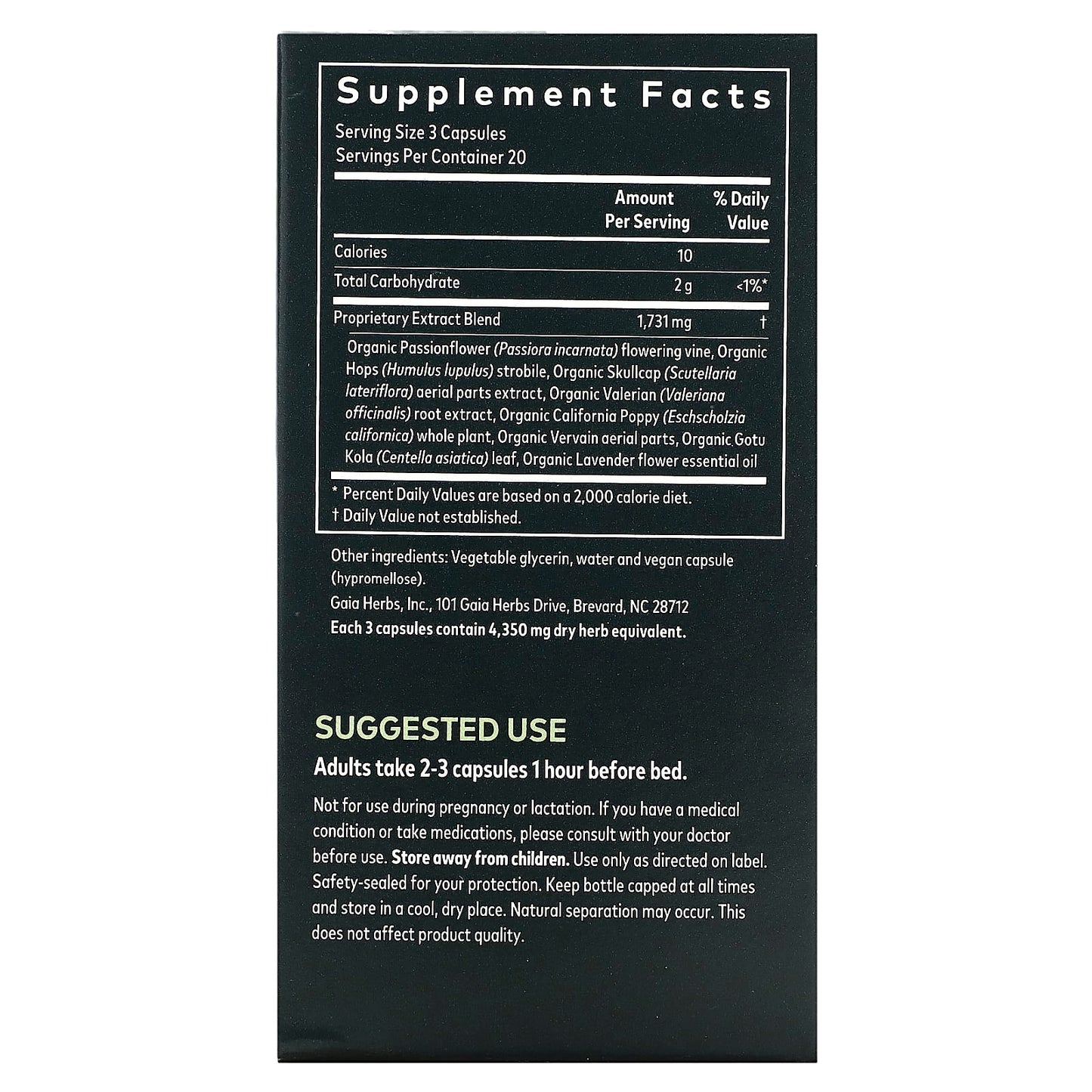Gaia Herbs Sound Sleep Melatonin-Free Vegan Liquid Capsules 60-Count - Image 2