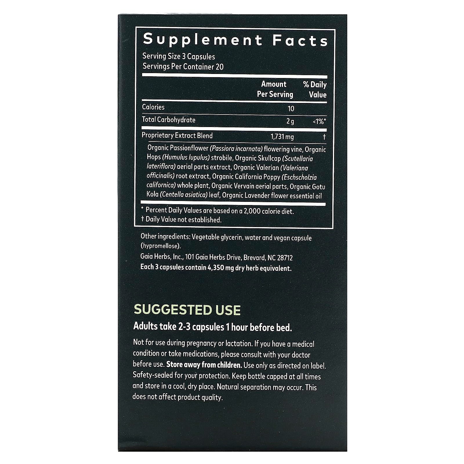 Gaia Herbs Sound Sleep Melatonin-Free Vegan Liquid Capsules 60-Count - Image 2