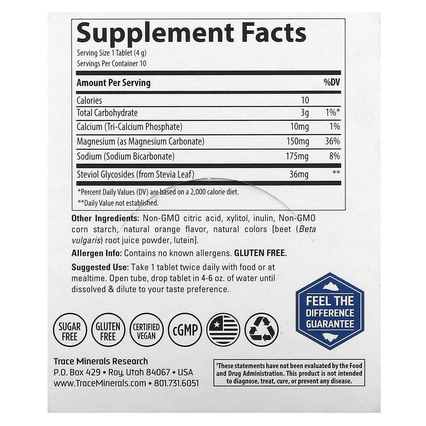 Trace, Magnesium Effervescent Tablets, Orange, 8 Tubes, 10 Tablets Each - Image 2