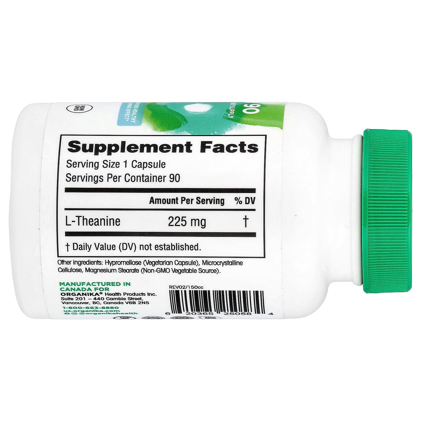 Organika, L-Theanine, 225 mg, 90 Vegetarian Capsules - Image 2