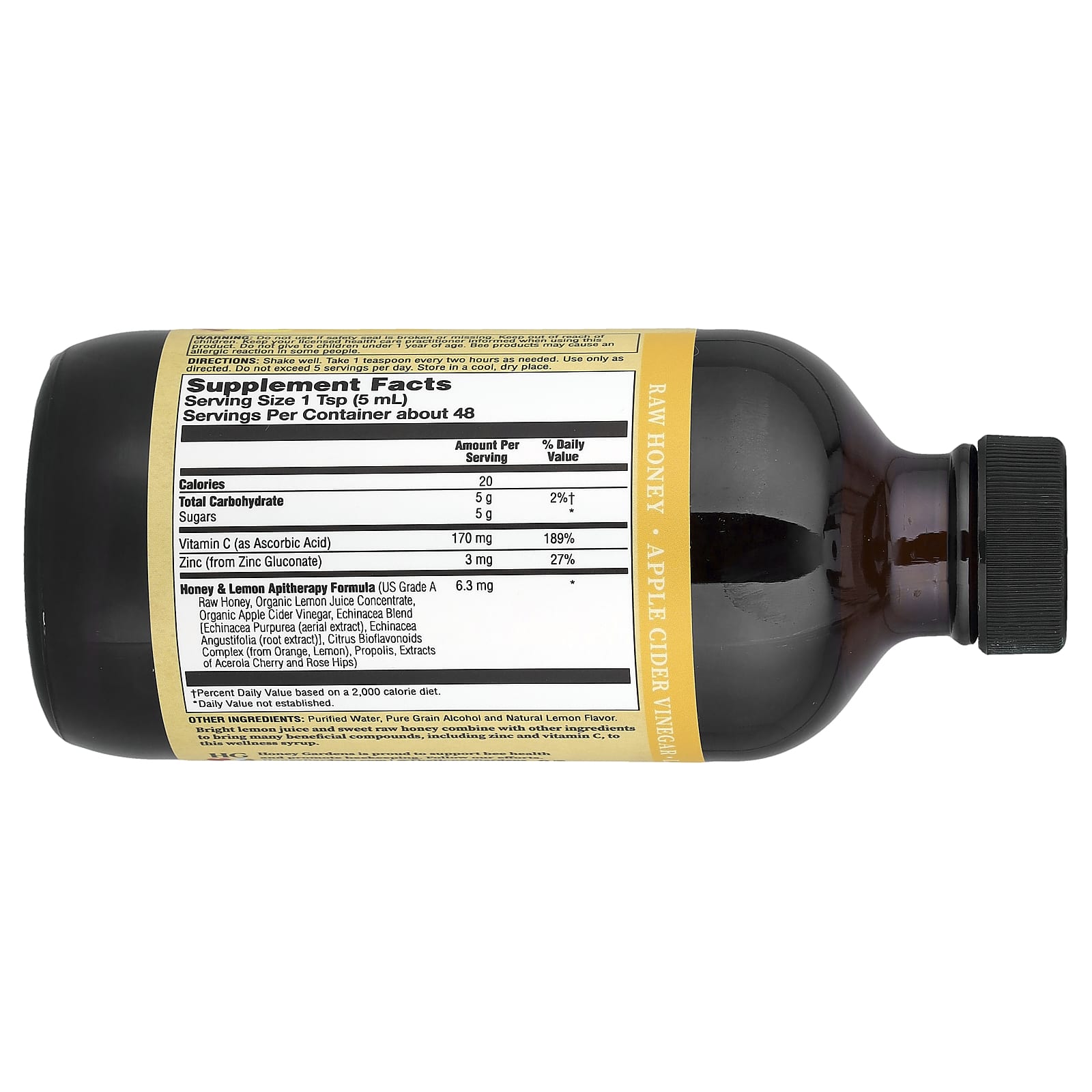 Zand, Vitamin C Syrup, Lemon & Honey, 8 fl oz (237 ml) - Image 2