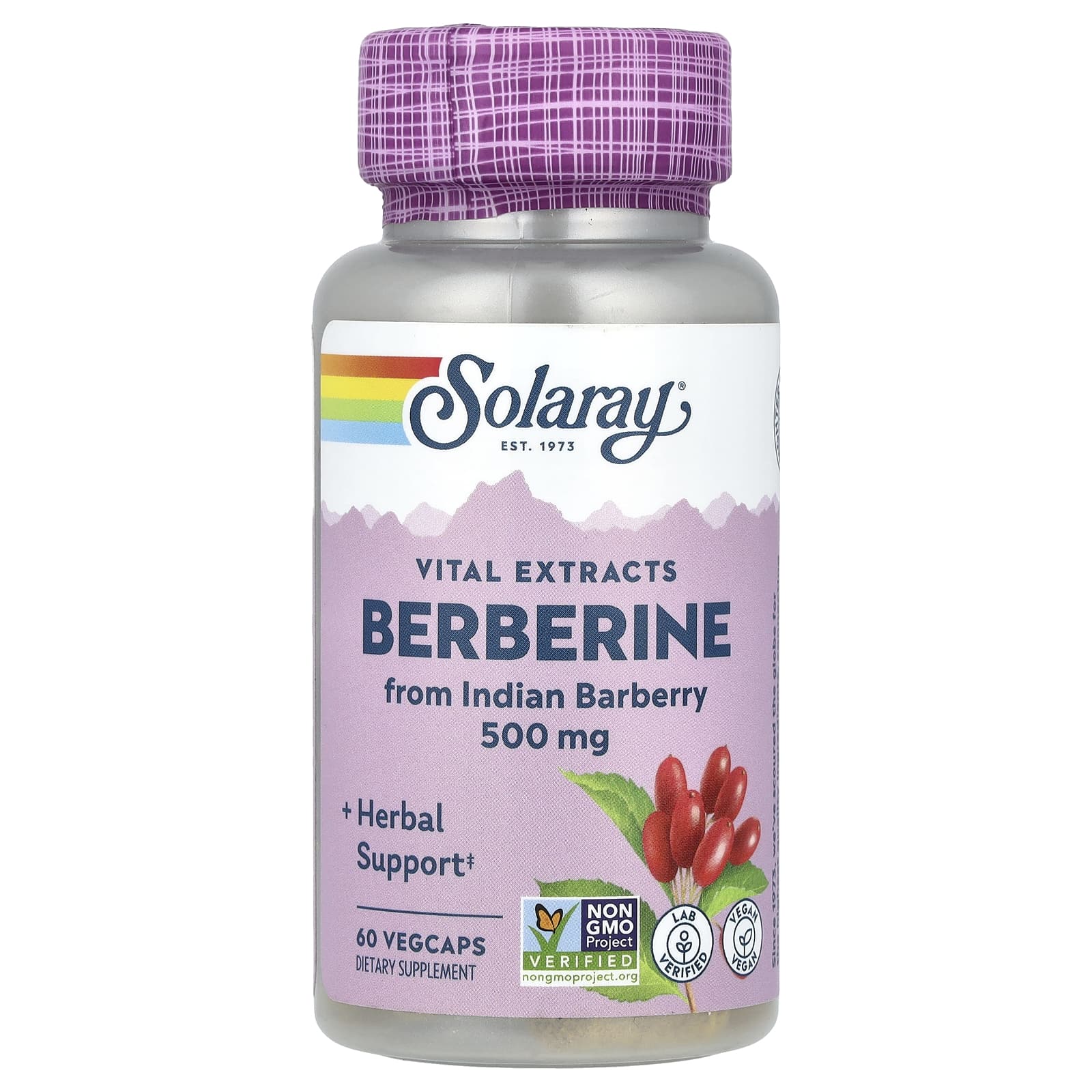 Solaray, Vital Extracts, Berberine, 500 mg, 60 VegCaps - Image 1