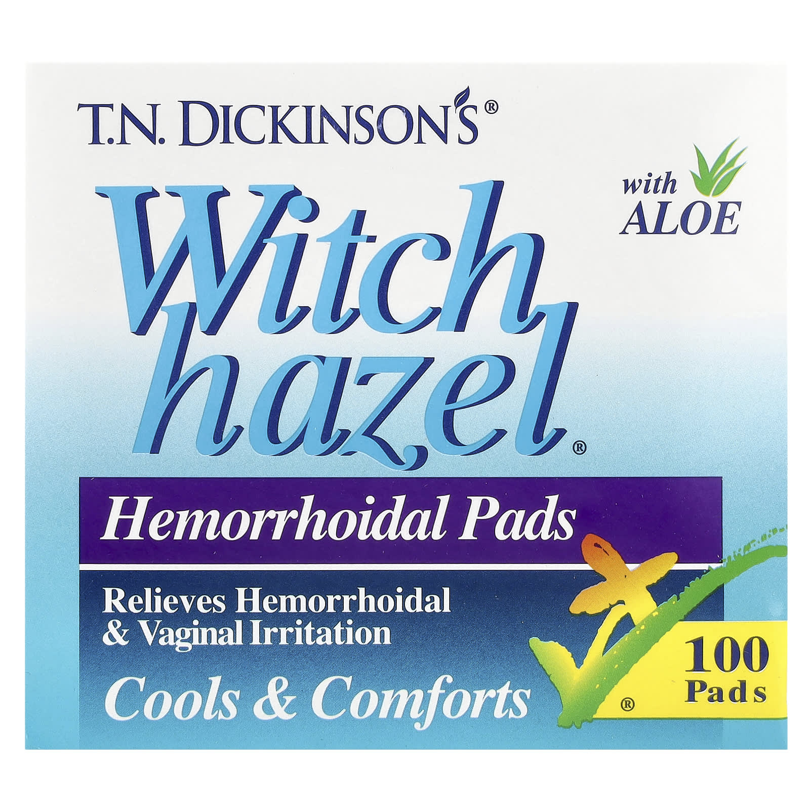 Dickinson Brands, T.N. Dickinson's® Witch Hazel® Hemorrhoidal Pads with Aloe, 100 Pads - Image 2