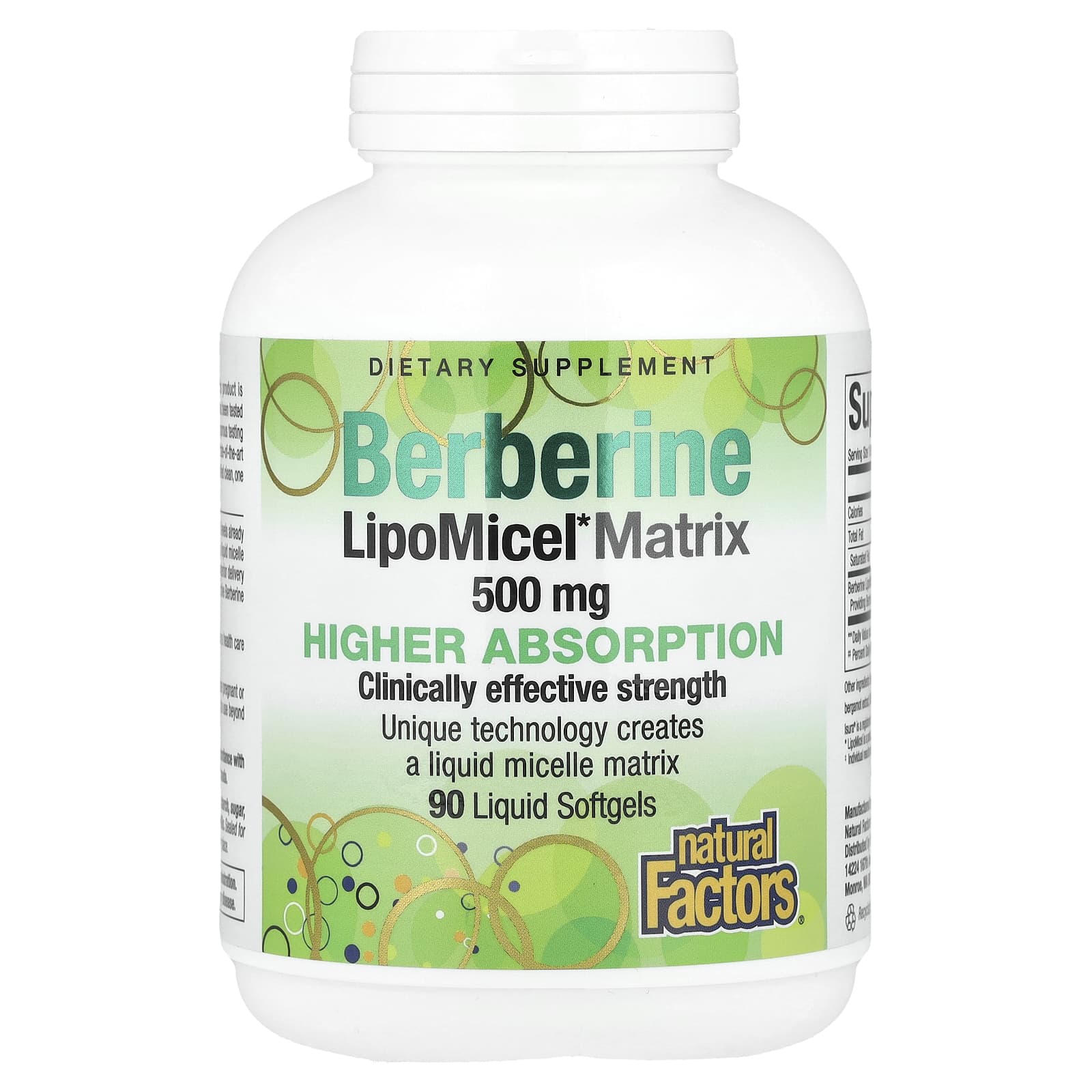Natural Factors, Berberine LipoMicel Matrix, 90 Liquid Softgels - Image 1