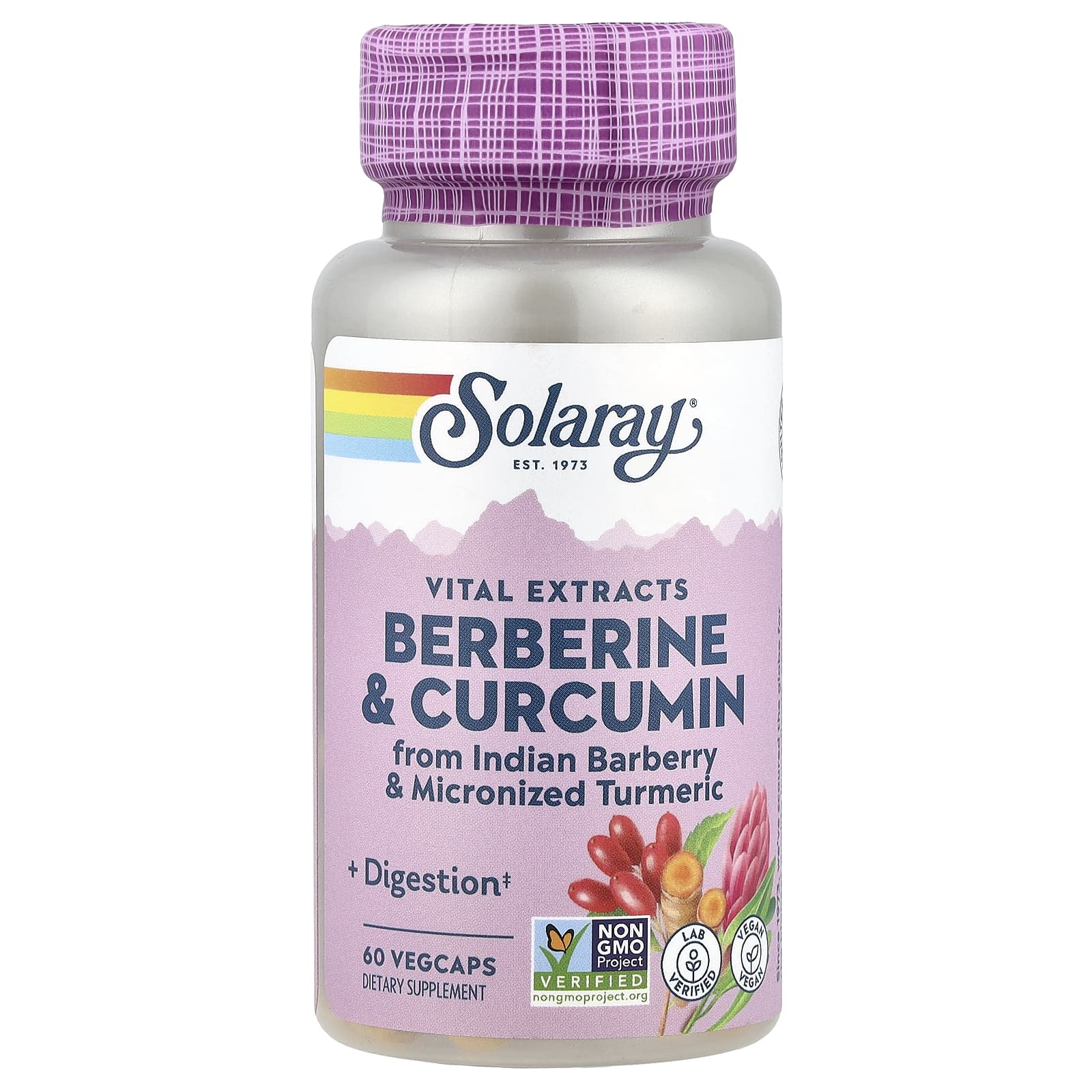 Solaray, Vital Extracts, Berberine & Curcumin, 60 VegCaps - Image 1