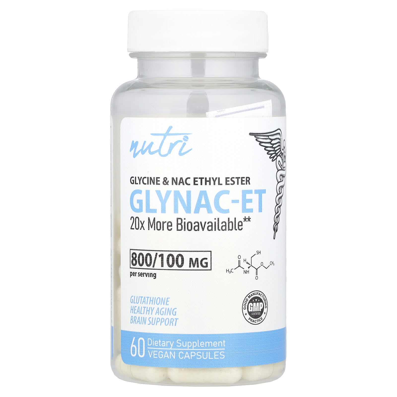 Nutri, Glynac-ET, Glycine & NAC Ethyl Ester, 60 Vegan Capsules - Image 1