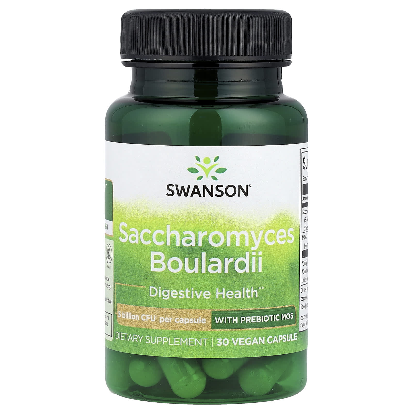 Swanson, Saccharomyces Boulardii with Prebiotic MOS, 30 Vegan Capsules - Image 1