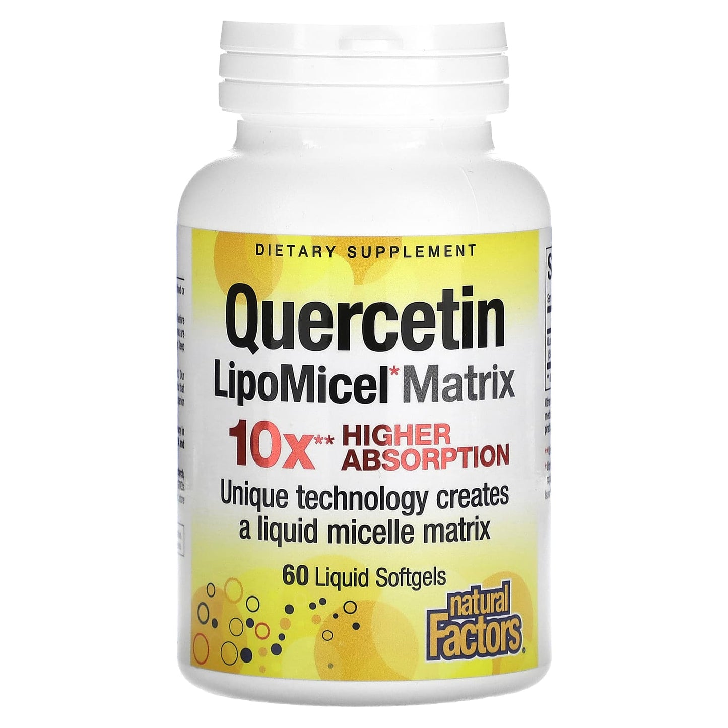 Natural Factors, Quercetin LipoMicel Matrix, 250 mg, 60 Liquid Softgels - Image 1