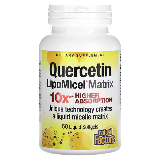 Natural Factors, Quercetin LipoMicel Matrix, 250 mg, 60 Liquid Softgels - Image 1