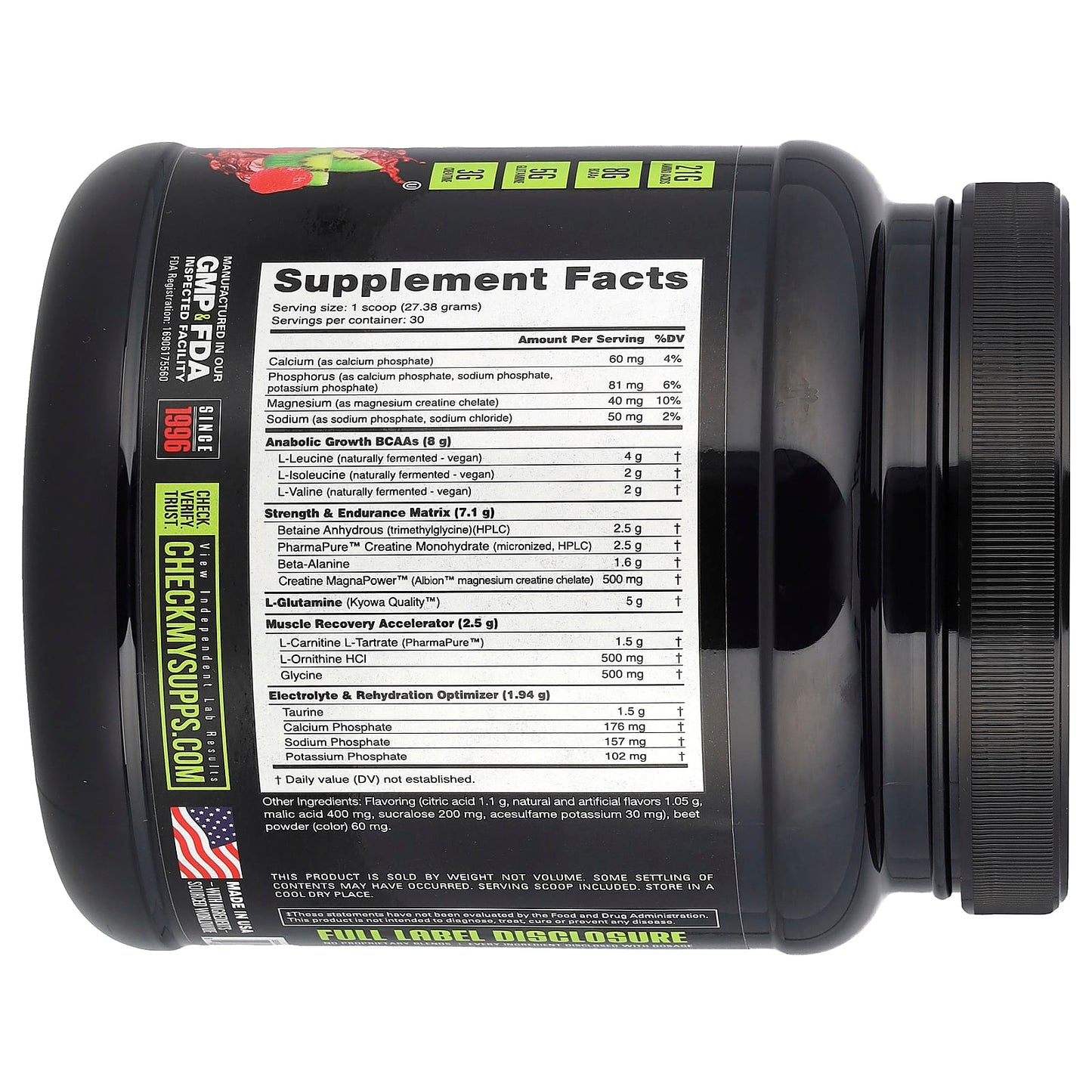 NutraBio, Reload Recovery Matrix, Kiwi Strawberry, 1.81 lb (821 g) - Image 2