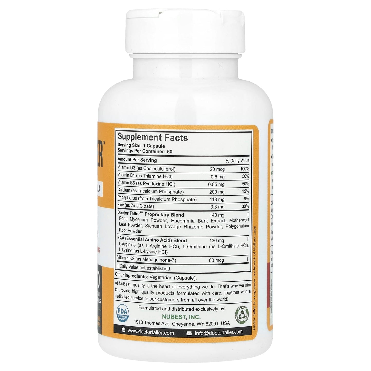 NuBest, Doctor Taller™, Advanced Growth Formula, Children 8+ & Teens, 60 Vegan Capsules - Image 2
