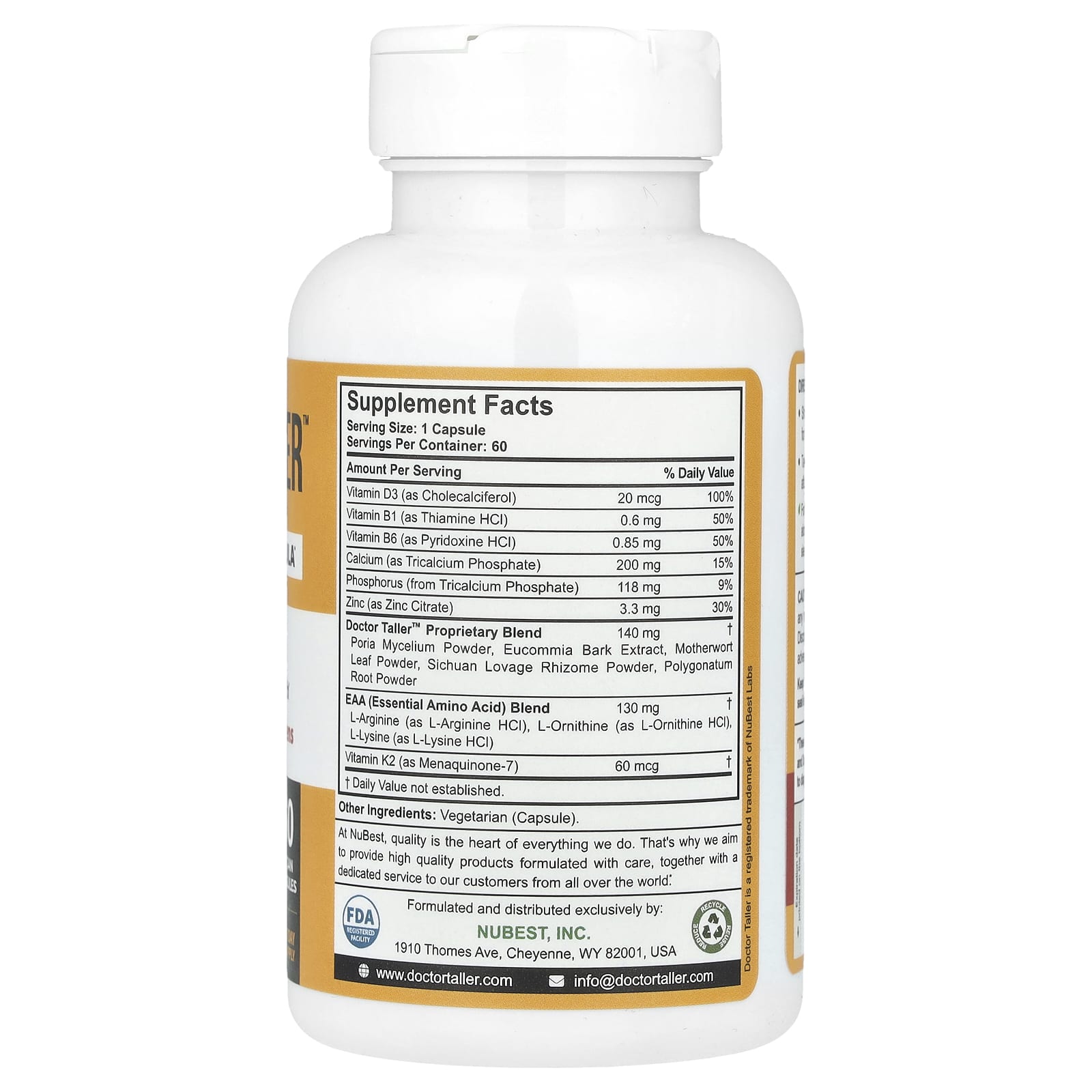 NuBest, Doctor Taller™, Advanced Growth Formula, Children 8+ & Teens, 60 Vegan Capsules - Image 2