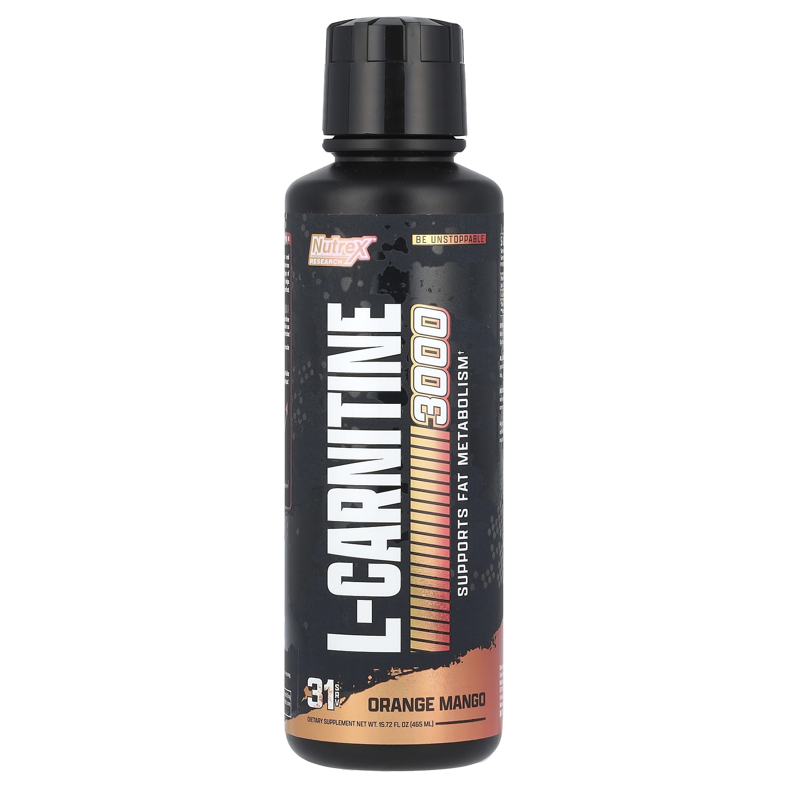 Nutrex Research, L-Carnitine 3000, Orange Mango, 15.72 fl oz (465 ml) - Image 1