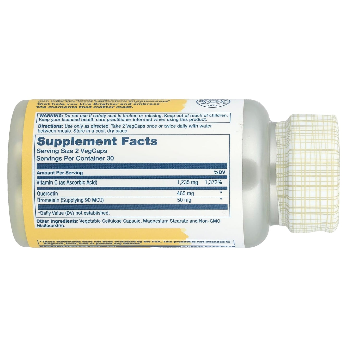 Solaray, Quercetin, Bromelain & Vitamin C, 60 VegCaps - Image 2