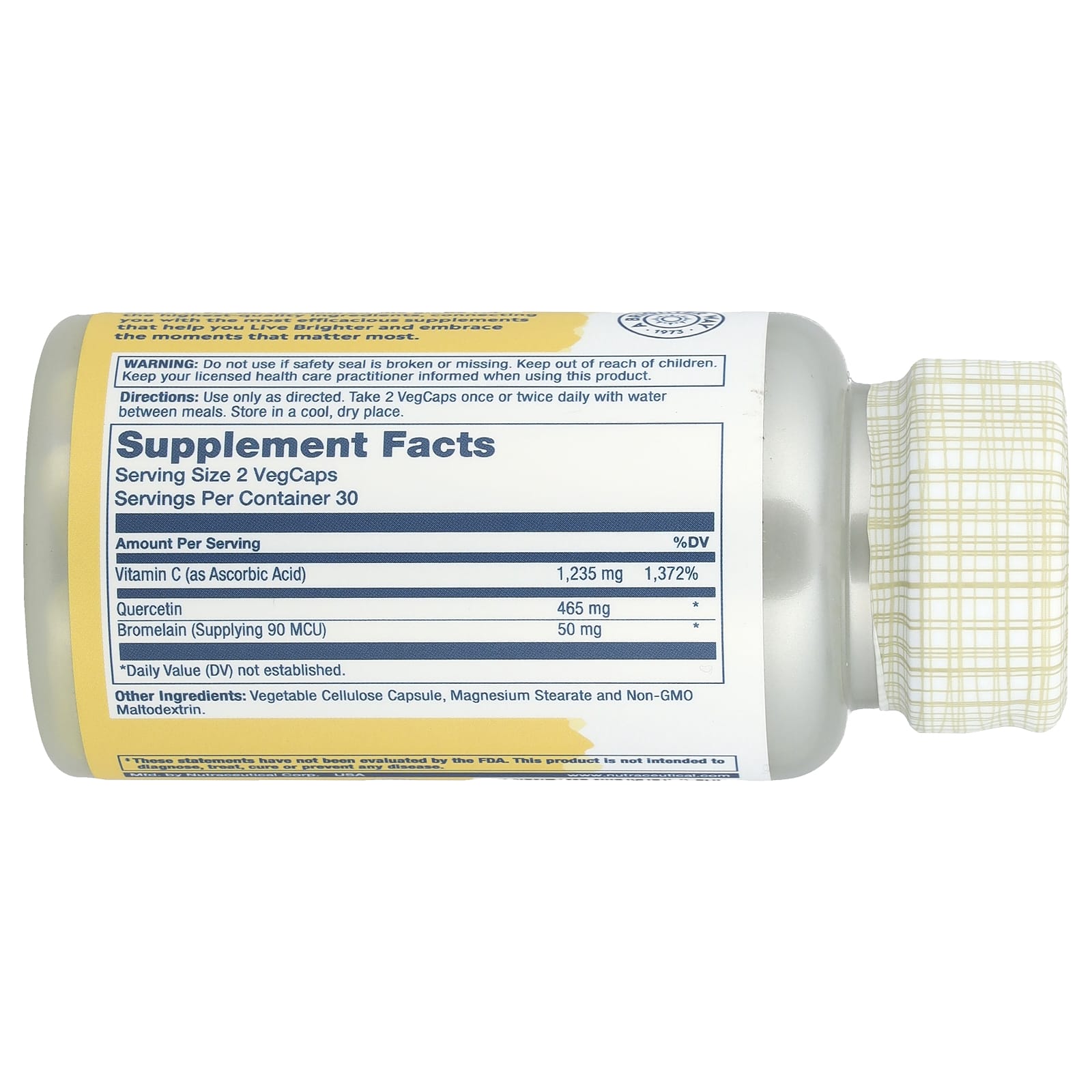 Solaray, Quercetin, Bromelain & Vitamin C, 60 VegCaps - Image 2