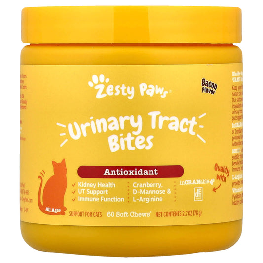 Zesty Paws, Urinary Tract Bites, For Cats, All Ages, Bacon, 60 Soft Chews, 2.7 oz (78 g) - Image 1