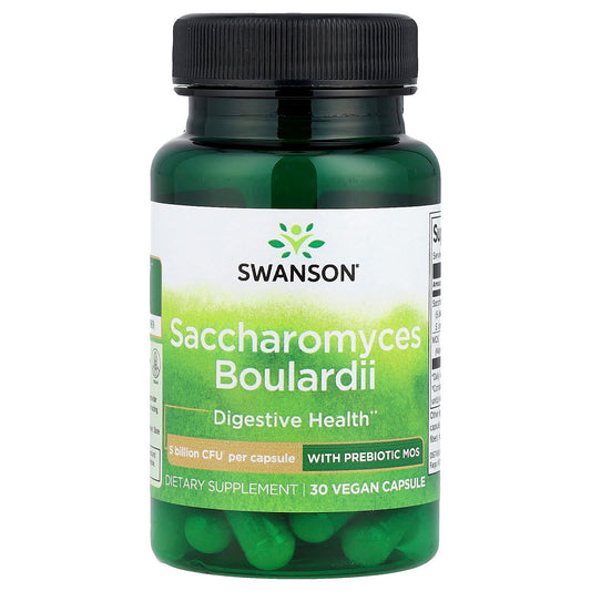 Swanson, Saccharomyces Boulardii with Prebiotic MOS, 30 Vegan Capsules - Image 1