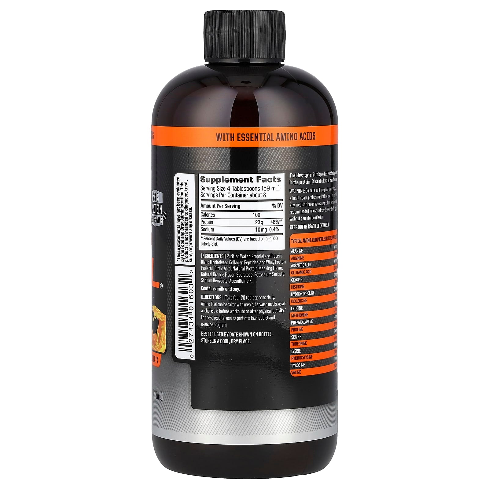 Twinlab, Amino Fuel, Orange Rush, 16 fl oz (473 ml) - Image 2