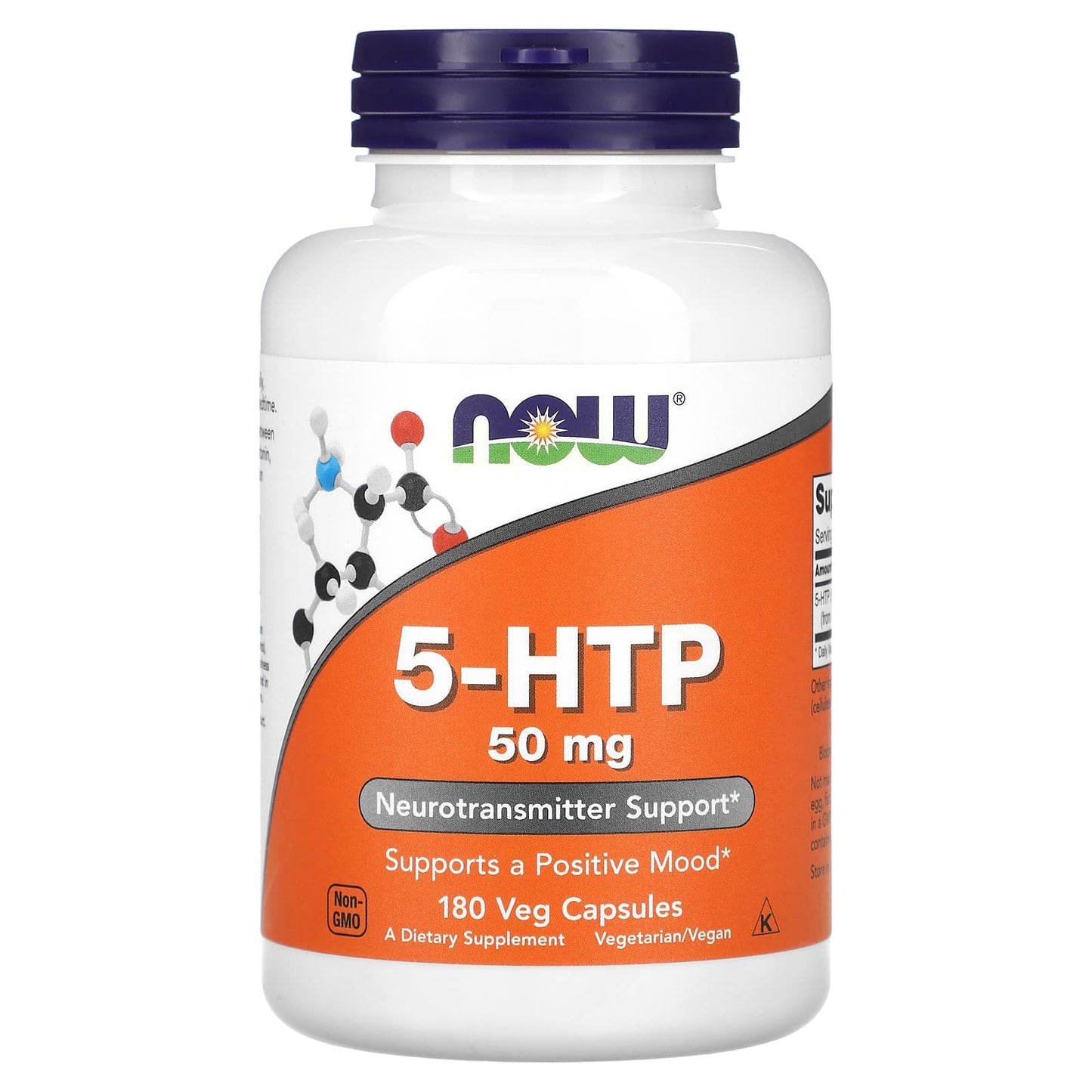 NOW Foods, 5-HTP, 50 mg, 180 Veg Capsules - Image 1